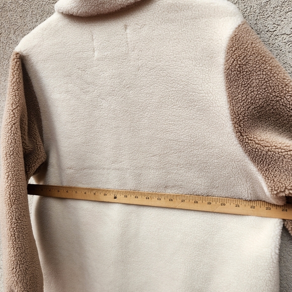 REBECCA MINKOFF Women's Teddy Sherpa Shirt Jacket Extra Large Cream Tan Faux Fur - Picture 8 of 11